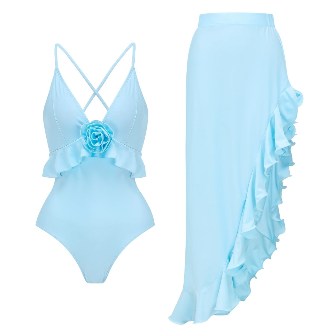 Women's swimsuit with voluminous ruffles and elegant maxi skirt Mune Fashion