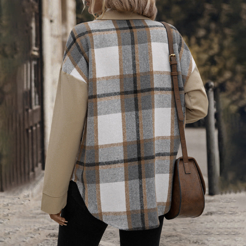 Women Fashionable Checked Shirt Blouse Mune Fashion