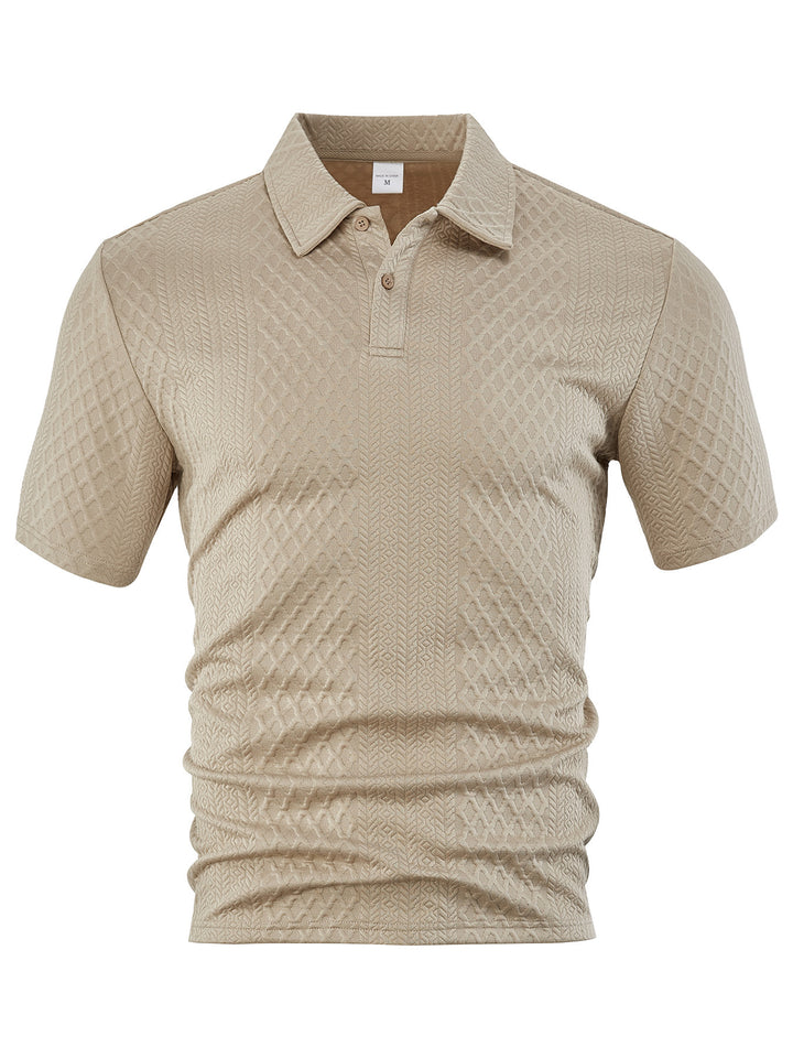 Men's textured jacquard polo shirt short sleeves slim fit with polo collar Mune Fashion
