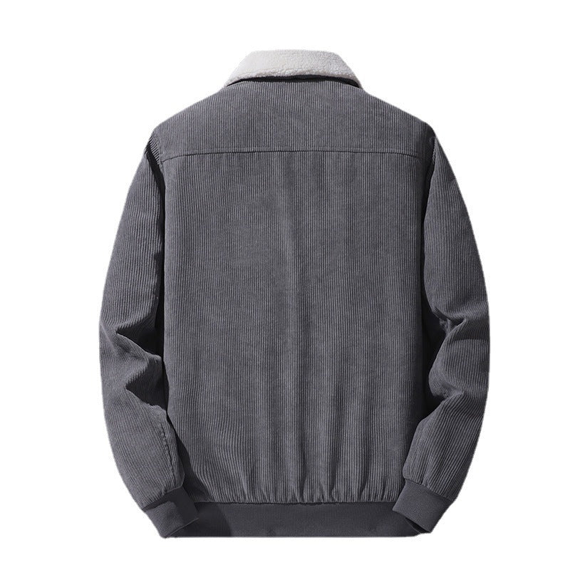 Men's cord bomber jacket with teddy collar, warming thermo lining and flap pockets Mune Fashion