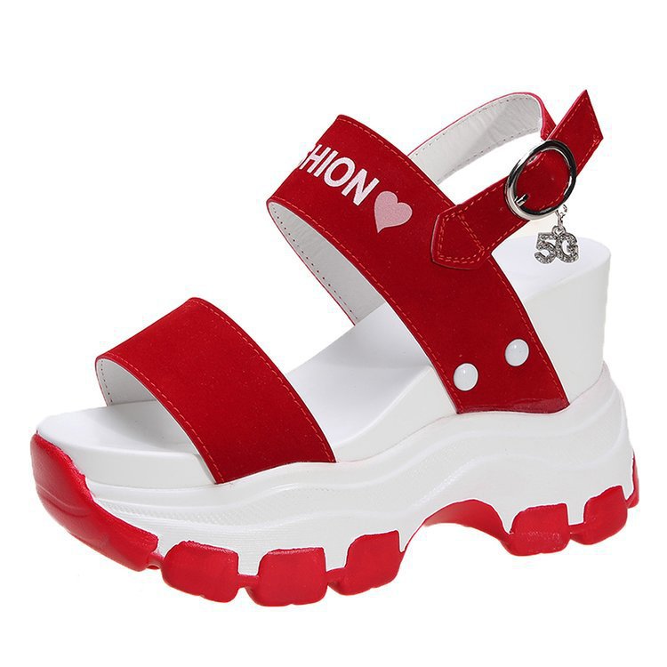 Women’s Platform Sandals with thick profile sole, adjustable ankle strap and decorative pendant Mune Fashion