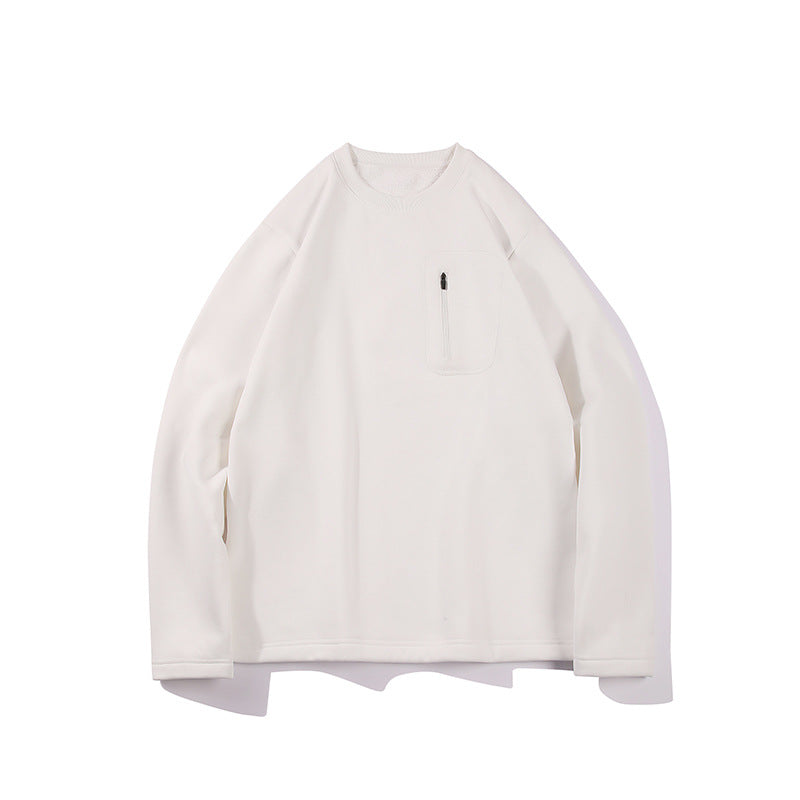 Men's Oversized Sweatshirt with Chest Zipper Pocket, Raglan Sleeves and Soft Inner Lining Mune Fashion