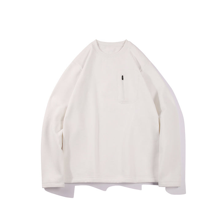 Men's Oversized Sweatshirt with Chest Zipper Pocket, Raglan Sleeves and Soft Inner Lining Mune Fashion