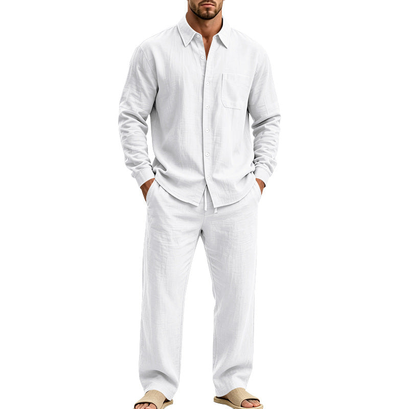 Men's Relaxed Linen Shirt and Wide Loungewear Pants Mune Fashion