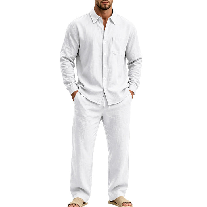 Men's Relaxed Linen Shirt and Wide Loungewear Pants Mune Fashion