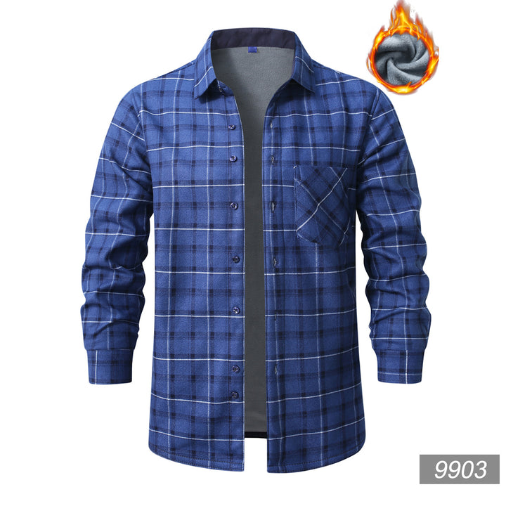 Men's checked flannel shirt with warming fleece lining and patch chest pocket Mune Fashion