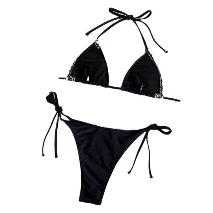 Women's triangle bikini with elegant animal print and adjustable ties Mune Fashion