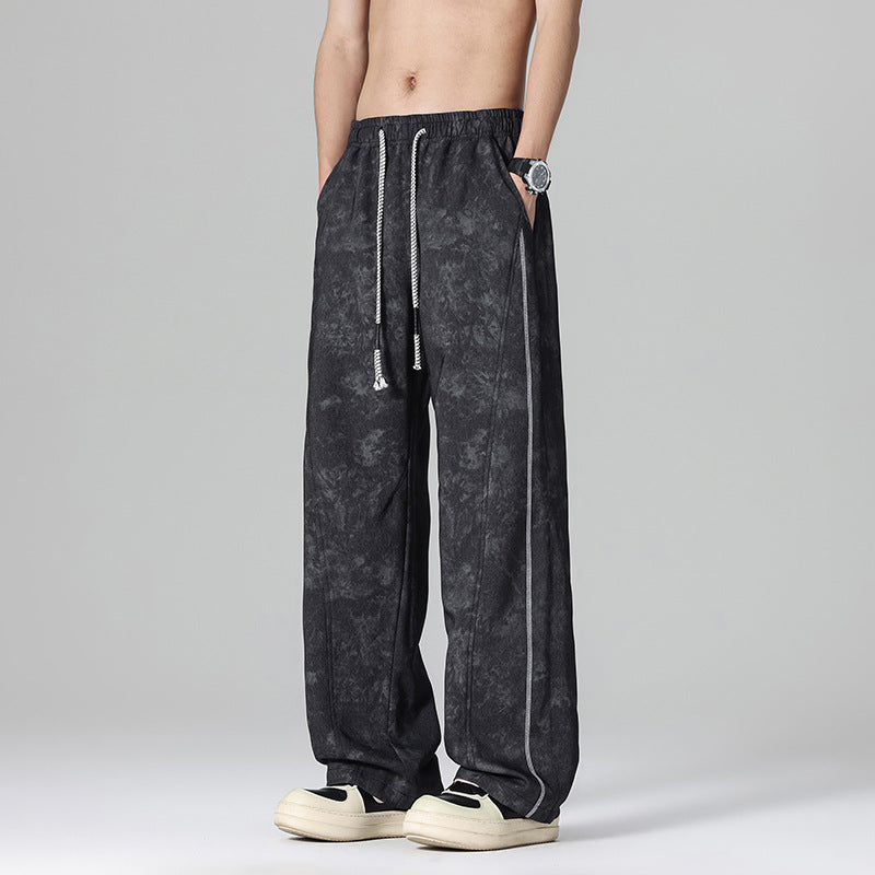 Men's Loose-Fitting Sports Pants with Elastic Waistband and Side Pockets
