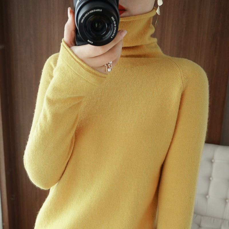 Women's Soft Roll Neck Sweater in Cashmere-Look with Thumb Hole and Fitted Silhouette Mune Fashion