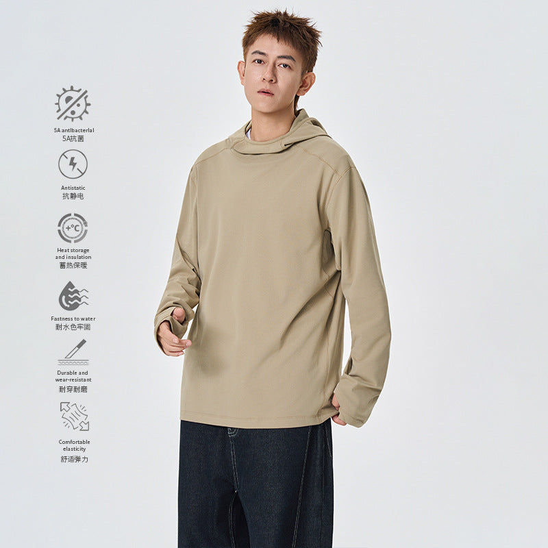 Herren Kapuzenpullover mit hohem Schalkragen aus technischem Stretchjersey Mune Fashion
