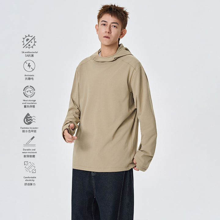 Herren Kapuzenpullover mit hohem Schalkragen aus technischem Stretchjersey Mune Fashion