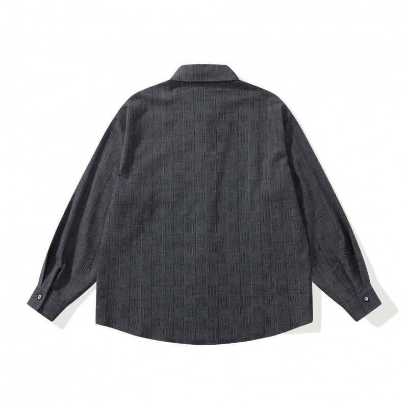 Unisex Oversize shirt made of structured wool blend with check pattern and decorative chest pocket Mune Fashion