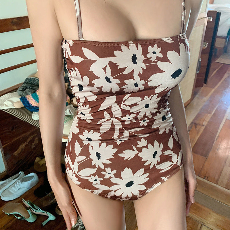 Women's one-piece swimsuit with floral design and adjustable straps Mune Fashion