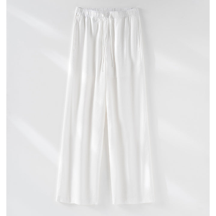 Women's Light Palazzo Pants made of Viscose-Linen with Elastic Waistband and Drawstring Mune Fashion
