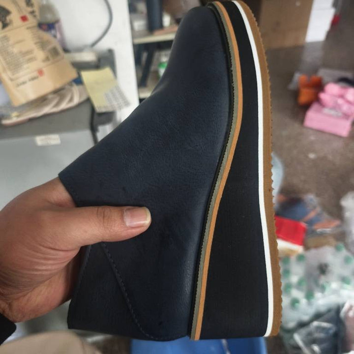 Ladies' Nan Wedge Platform Slippers made of synthetic leather with padded comfort footbed and non-slip lightweight sole Mune Fashion
