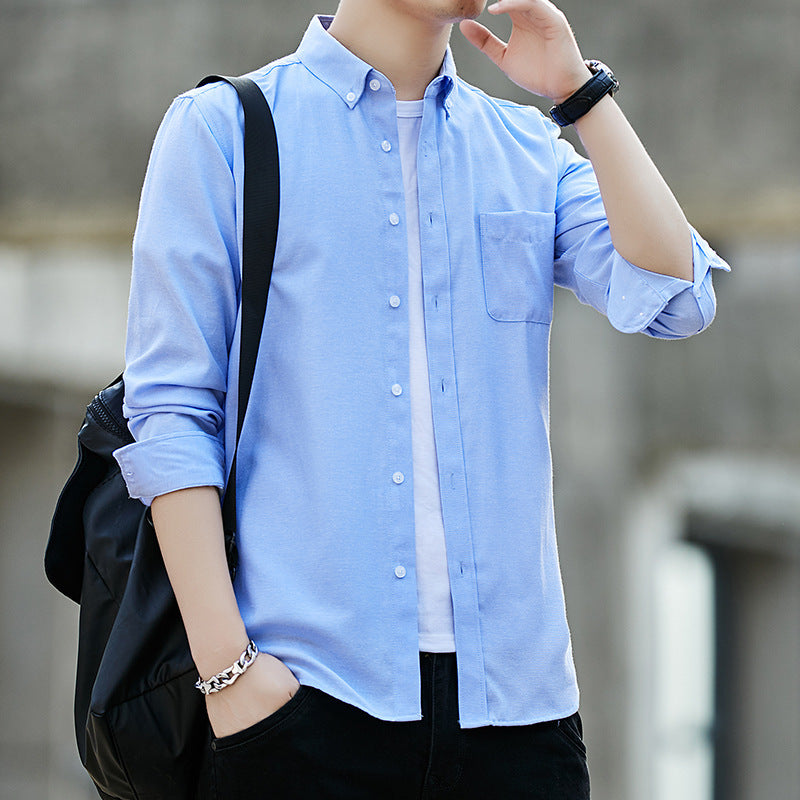Men's long-sleeve button-down shirt with chest pocket and slim casual fit Mune Fashion