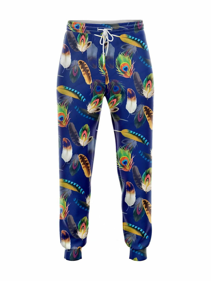 Women Fashionable Jogging Pants with Feather Pattern Mune Fashion