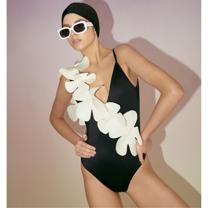 Ladies swimsuit with elaborate 3D flower applications Mune Fashion