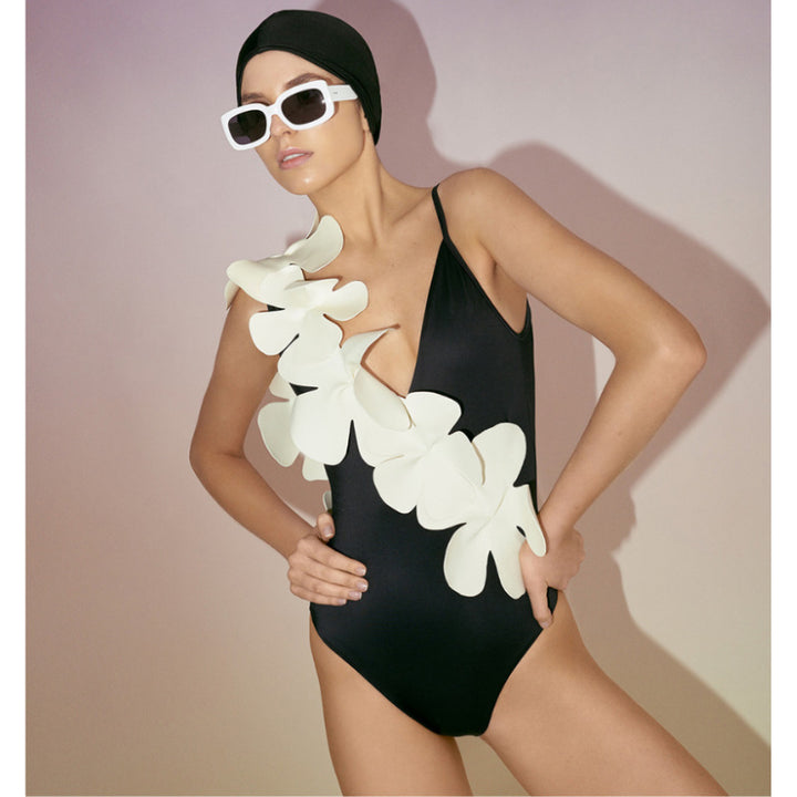 Ladies swimsuit with elaborate 3D flower applications Mune Fashion