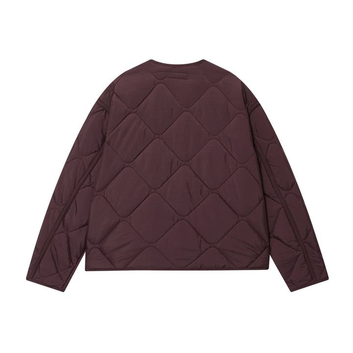 Women's diamond quilted cardigan jacket with round neckline and patch pockets Mune Fashion