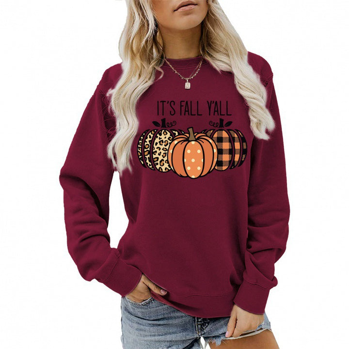 Women's casual autumn sweatshirt with pumpkin motif and round neck Mune Fashion
