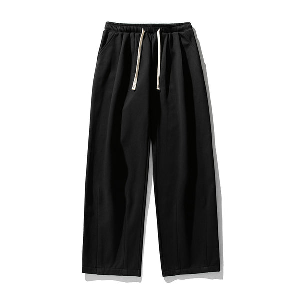 Unisex Wide Relaxed Pants with Crease, Elastic Comfort Waistband and Drawstring Mune Fashion