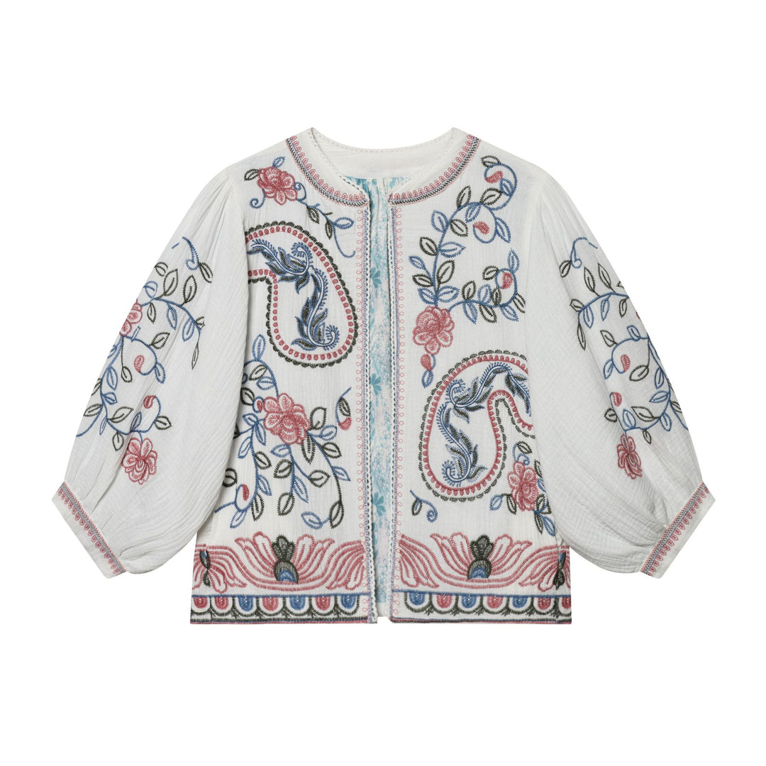 Women Quilted Kimono Jacket with Floral Embroidery Mune Fashion