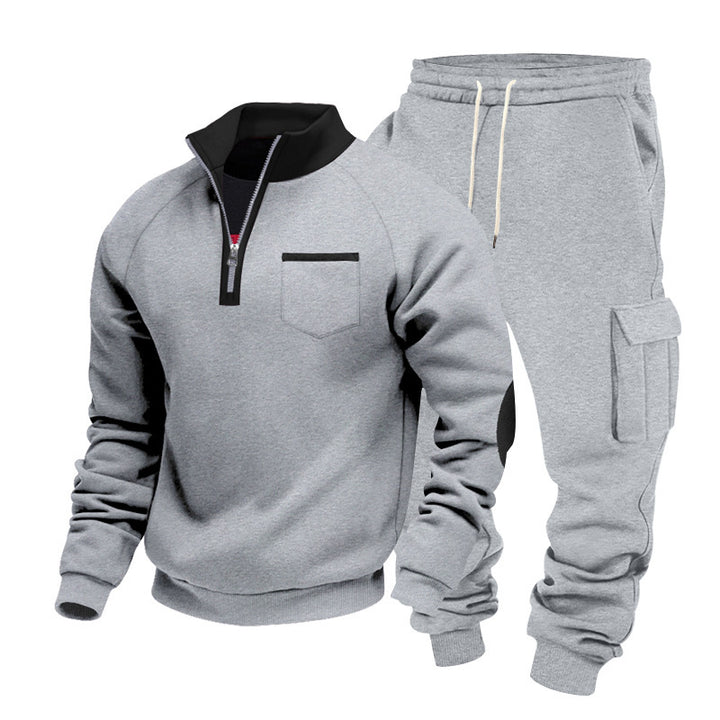 Men's Nano Sweatset with half zipper, chest pocket, and cargo joggers Mune Fashion