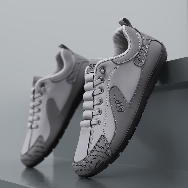 Men's Modern Low-Top Faux Leather Sneaker with Padded Collar and Treaded Rubber Sole Mune Fashion
