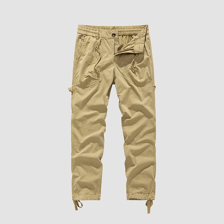 Men's Utility Cargo Pants in Jogger Style with Elastic Comfort Waistband, Multiple Pockets and Drawstrings at Ankles