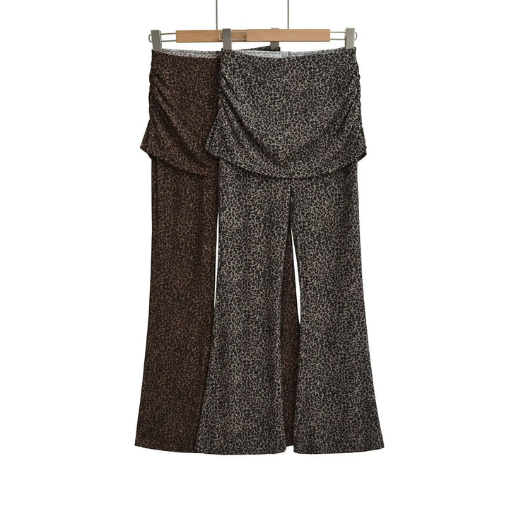 Women's High-Waist Flared Trousers with Ruffled Hip Skirt and Flared Leg Mune Fashion