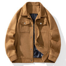 Men's overshirt made of synthetic leather with shirt collar and flap pockets Mune Fashion