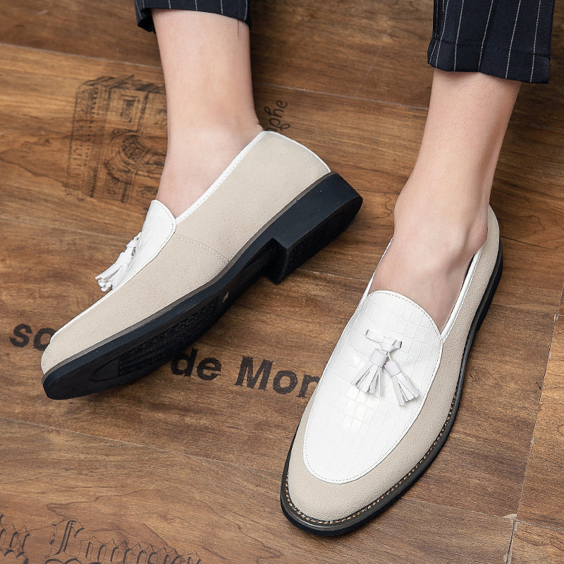 Men's elegant tassel loafer with crocodile-embossed leather upper and soft suede outer material Mune Fashion