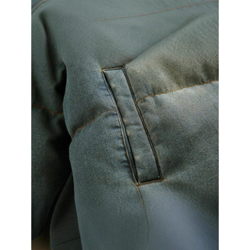 Unisex Short Oversized Padded Jacket with Stand Collar, Drawstring and Elastic Sleeve Cuffs Mune Fashion