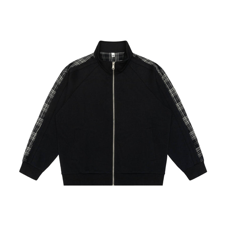 Women's sweat jacket with stand-up collar and checked shoulder stripe Mune Fashion