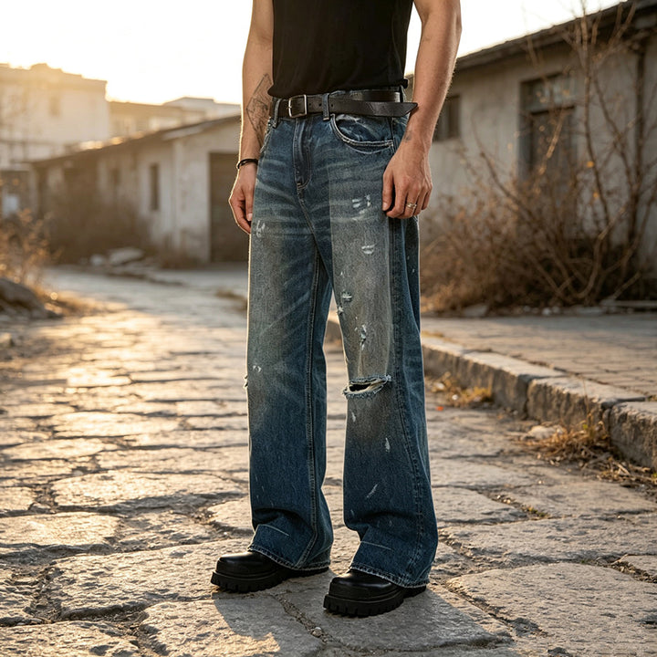 Men's Loose, Ripped Jeans Mune Fashion