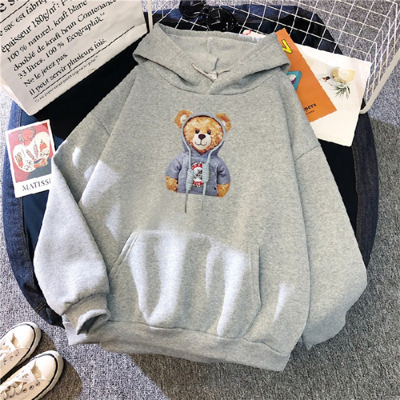 Unisex casual oversized hoodie with teddy front print, kangaroo pocket and soft fleece lining Mune Fashion