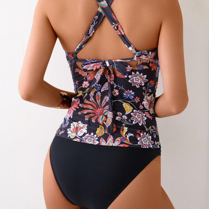 Ladies Tankini Set with floral top and high-cut bottom Mune Fashion