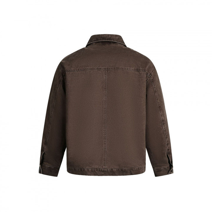 Men's Oversized Canvas Jacket with Shirt Collar, Raglan Seams and Full-length Zipper Mune Fashion