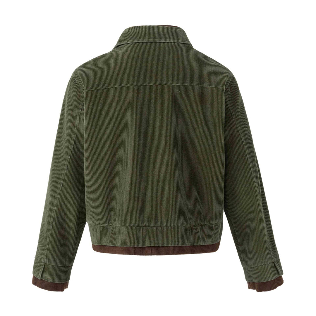 Men's short jacket made of corduroy with decorative button placket and inner zip.