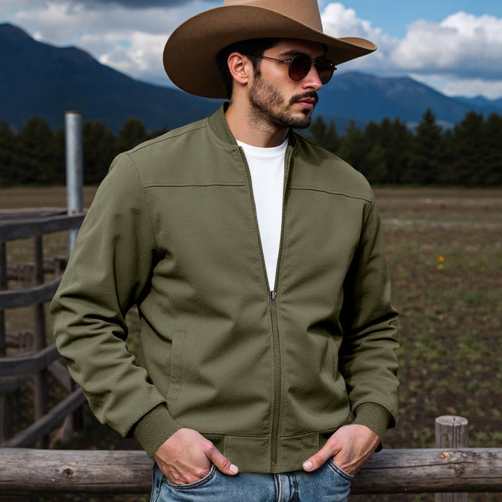 Men's Lightweight Bomber Jacket with Zipper, Ribbed Cuffs & Minimalist Seam Structure Mune Fashion