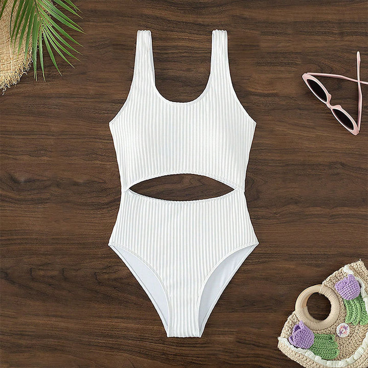 Ladies one-piece swimsuit with high leg cut and fashionable cut-out detail
