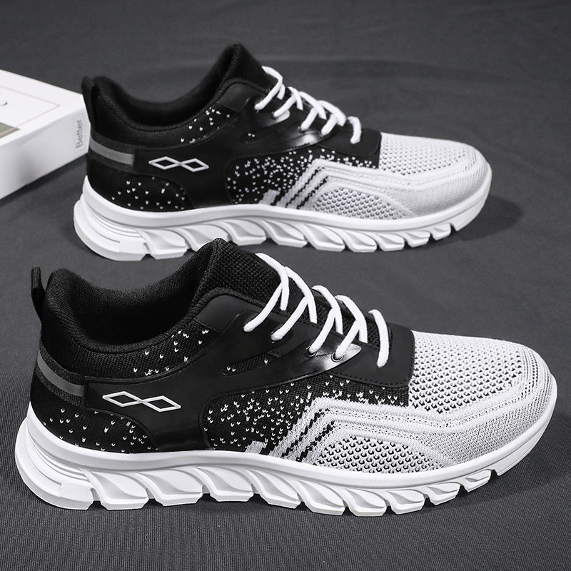 Men's flexible mesh running sneaker with molded memory footbed and shock-absorbing wave running sole Mune Fashion