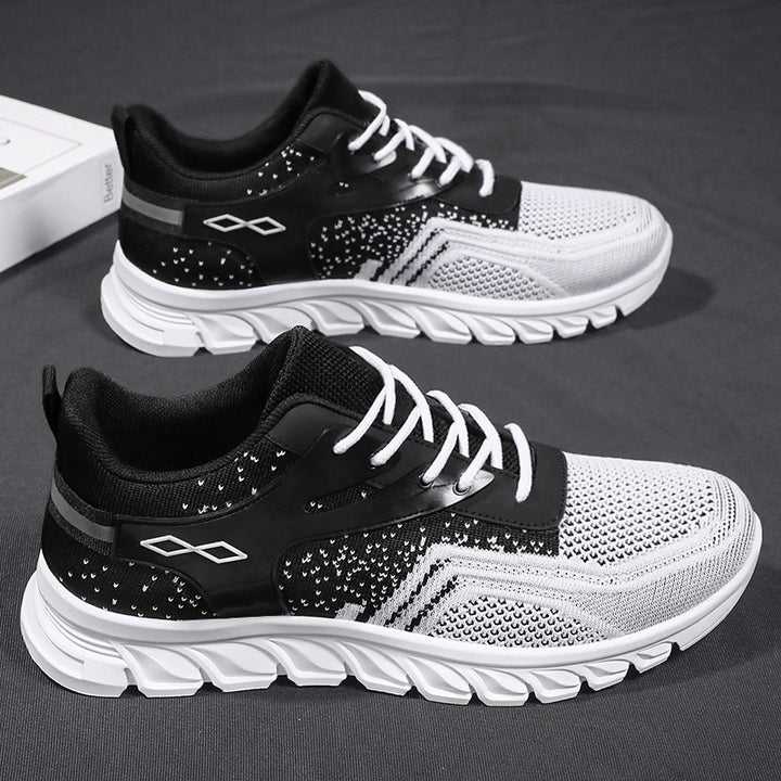 Men's flexible mesh running sneaker with molded memory footbed and shock-absorbing wave running sole Mune Fashion