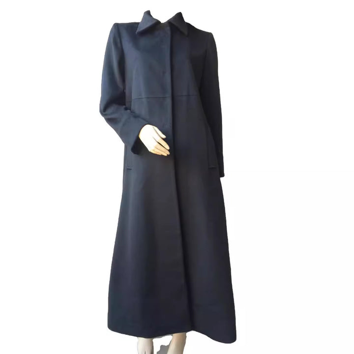 Ladies Floor-Length Single-Breasted Coat with Split and Tailored Silhouette Mune Fashion