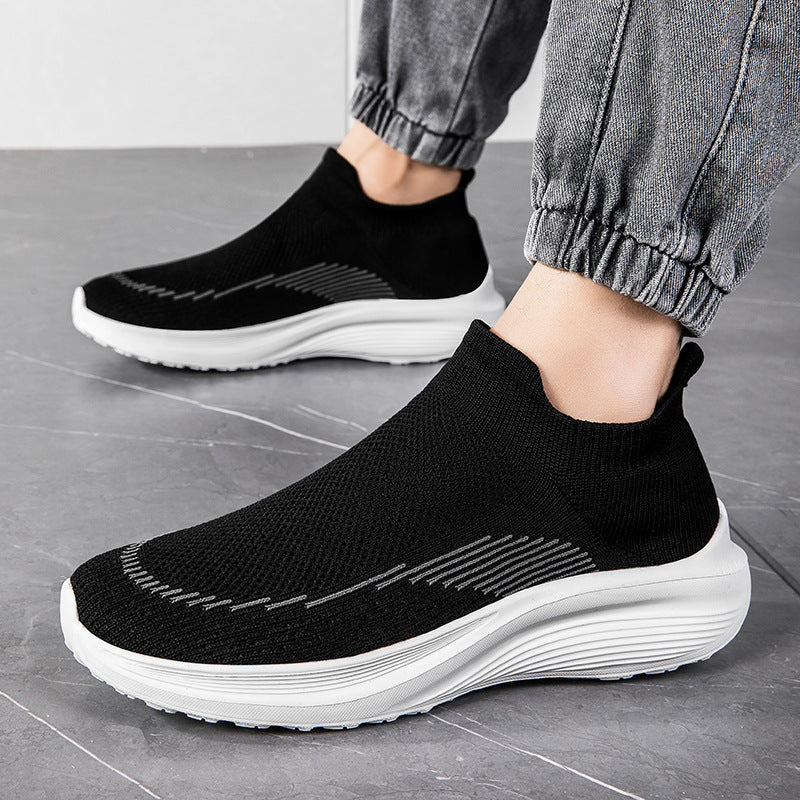 Men's sock-like knitted sneakers with seamless upper and shock-absorbing sole Mune Fashion
