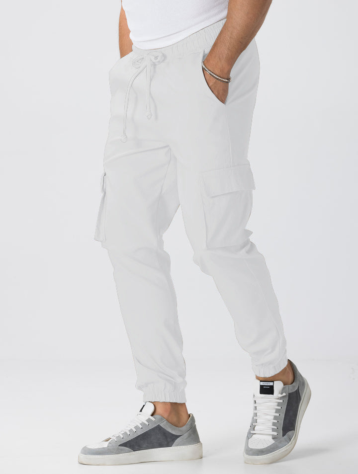 Men's Cargo Jogging Pants in Relaxed Fit with Drawstring, Elastic Cuffs, and Multiple Pockets Mune Fashion
