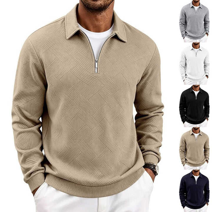 Men's half-zip pullover with geometric waffle structure Mune Fashion