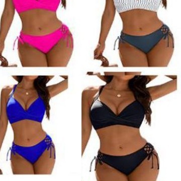Women's Triangle Bikini with Adjustable Ties and Cross-Over Design Mune Fashion