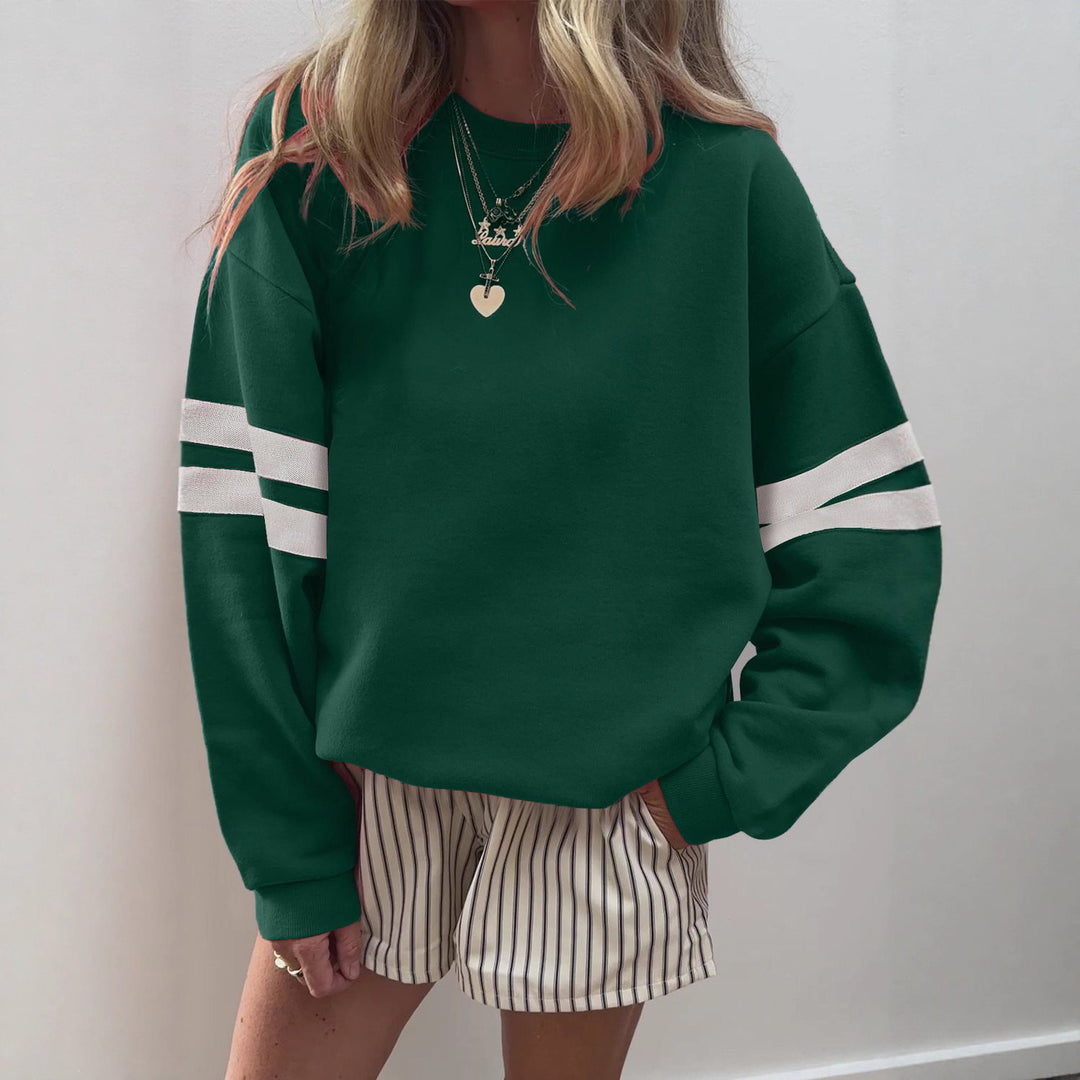 Women Loose-Fit Sweatshirt with Contrast Stripes on the Sleeves Mune Fashion
